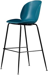 Taburete de bar moderno minimalista de Beetle | Nordic Black personalidad creativa Bar de hierro forjado silla | Alto silla de bar Mesa y silla | Café Taburete alto 75 cm LD0117 azul