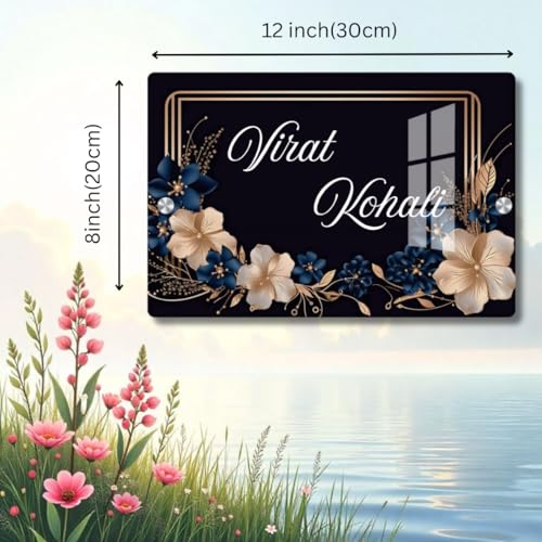 Image of Royal Personalized Door Name Plate for Home Entrance 12x8 inch - Ideal for Home, Office, and Outdoor Entrances || Door name plates - Perfect as a Gift (Rectangle K)