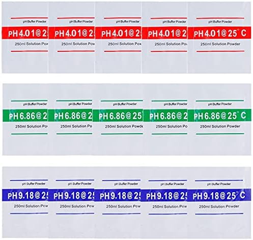 BOJACK 15 Pack of pH Meter Buffer Solution Powder for Precise and Easy PH Calibration, PH Calibration Powder Solution 4.01pH,6.86pH and 9.18pH