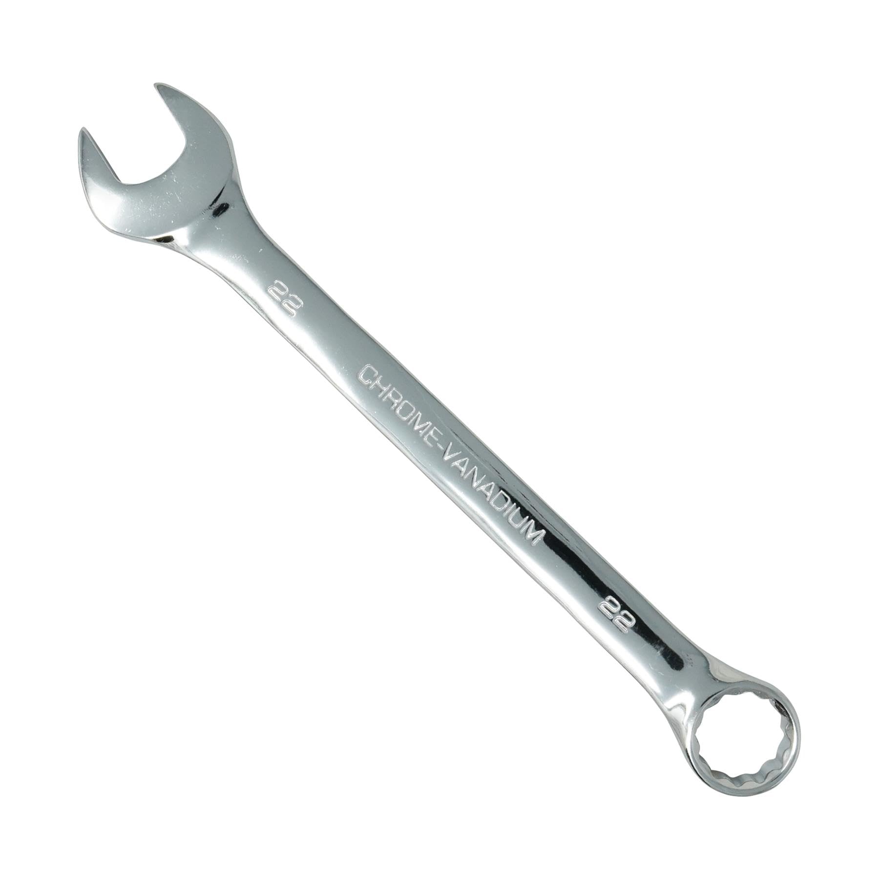 B&Q -   22mm Combination Spanner Fixed Head Open End Ring Wrench Mirror Polished Chrome Vanadium Steel Metric Hand Tool