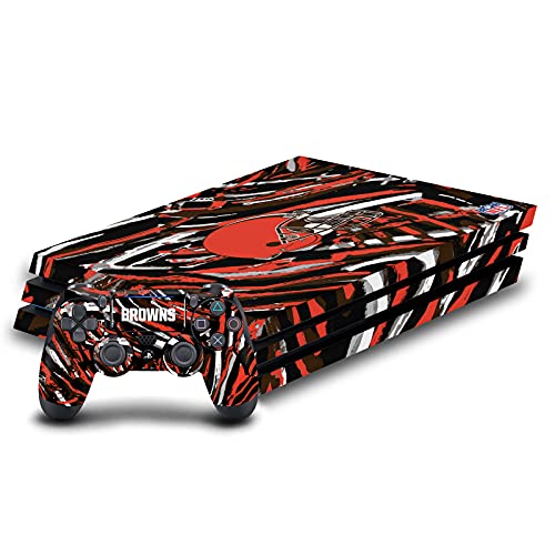 Head Case Designs sous Licence Officielle NFL Coups de Pinceau Abstraits Cleveland Browns Vinyle Autocollant De Jeu Peau Compatible avec Sony PlayStation 4 PS4 Pro Console and DualShock 4 Controller