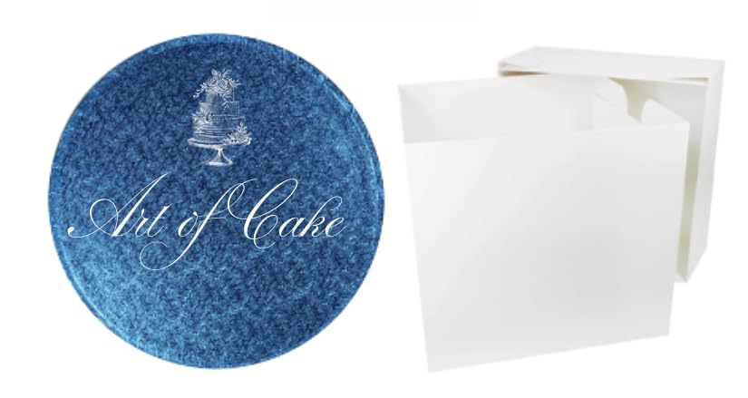 Art of cake -12 inch Round Cake Board and Box -Blue