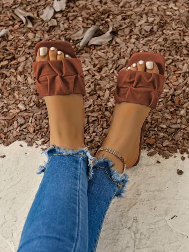 Image of GORGLITTER Women's Summer Cute Flat Sandals Dress Slide Sandals Square Toe Wedding Shoes Vacation Trendy Sandals 2026