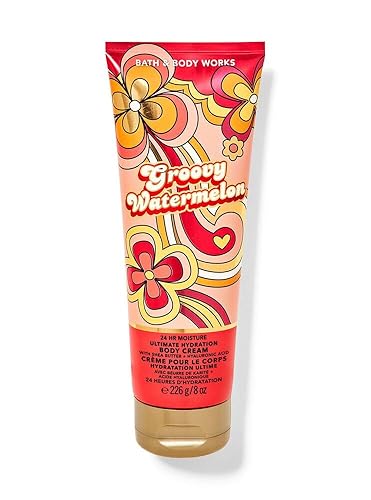 Bath & Body Works Groovy Watermelon Ultimate Hydration Body Cream Set de regalo para mujeres, 8 onzas líquidas (Groovy Watermelon)