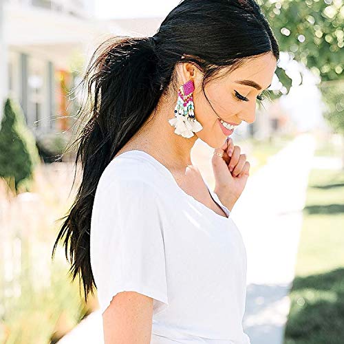Image of Young & Forever Gift Boho Carnival Sea Island Long Tassel Earrings Handmade Beaded Bohemian Women Statement Beads Dangle Earrings Ethnic Jewelry Fringe Earrings
