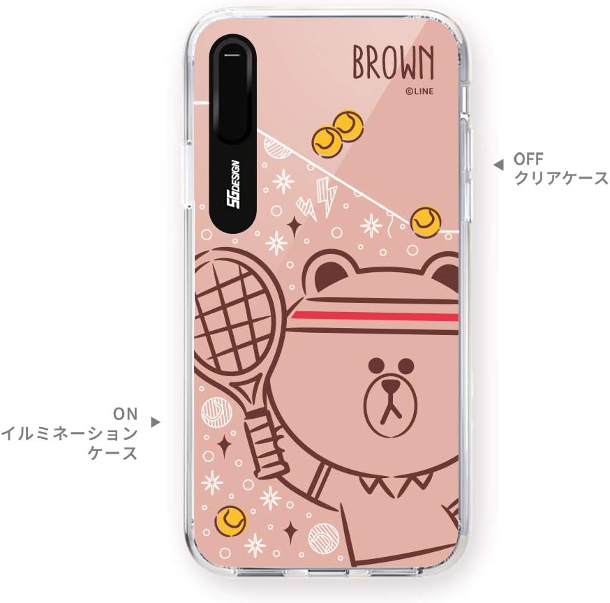 LINE Friends KCM-LSS004 iPhone Xs Case, iPhone X Case, Mirror Light UP Sally's Imagination Brown Tennis Light, 5.8-Inch Wireless Charging Compatible