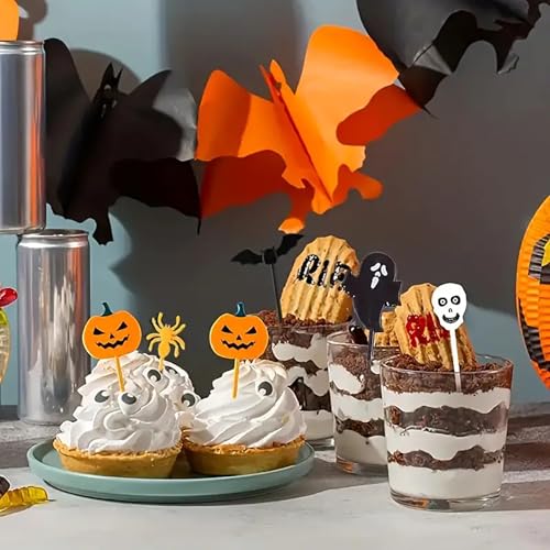 Gleemix Wunder Zahnstocher Mit Geschmack, Halloween Essen Deko Pick, 10 Stück Cupcake Tortendeko Halloween, Spieße Fingerfood, Für Fruit Pick Kuchen Deko Küchendeko Sausage Party Halloween Deko Innen