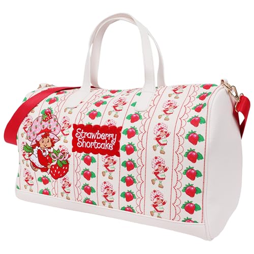 Strawberry Shortcake Weekender Duffel Bag Vintage Travel Tote for Women Pink Lace Print