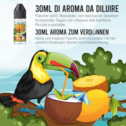 Nebula | TIKI - Lebensmittelaroma, Ananas-Mango-Kokos-Geschmack 30mil | Extrakte - Hohe Qualität