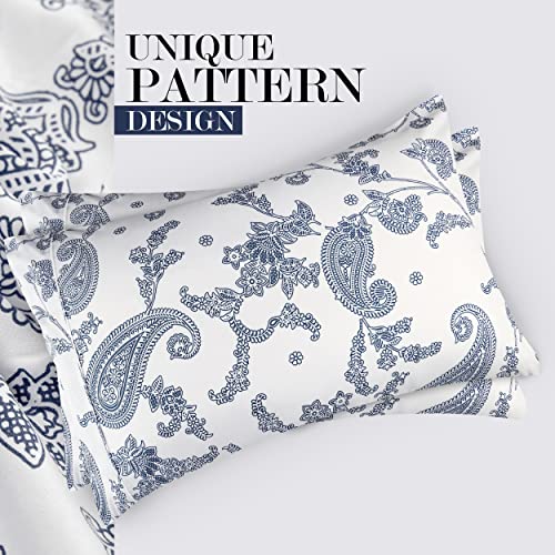 Utopia Bedding King Sheet Set, Soft Microfiber 4 Piece Bed Sheets With 16" Deep Pocket - Easy Care Brushed Microfiber (Paisley - Navy) #TOP5