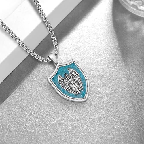 St Michael/St Benedict Necklace 925 Sterling Silver Turquoise Religions Necklace Religions Jewelry for Men Women2