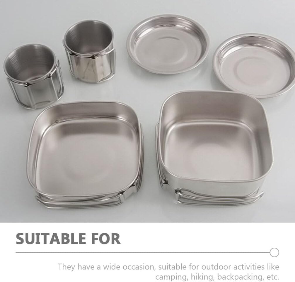 BESPORTBLE Portable Cooking Pot Pan Set Stainless Steel Camping Cookware for Outdoor Cooking Hiking and Camping