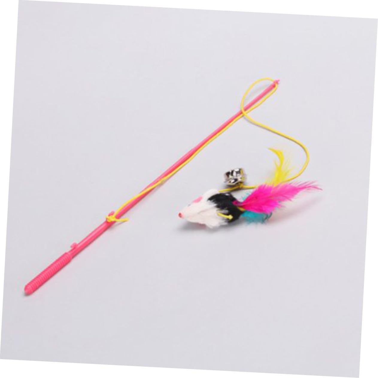 Canne à Pêche pour Chaton Interactive Clochette, Couleur Aléatoire | Tige Suspendre Ludique, Corde Élastique et Souris en Poils de Lapin, pour Éveiller L’instinct Couleur Aléatoire