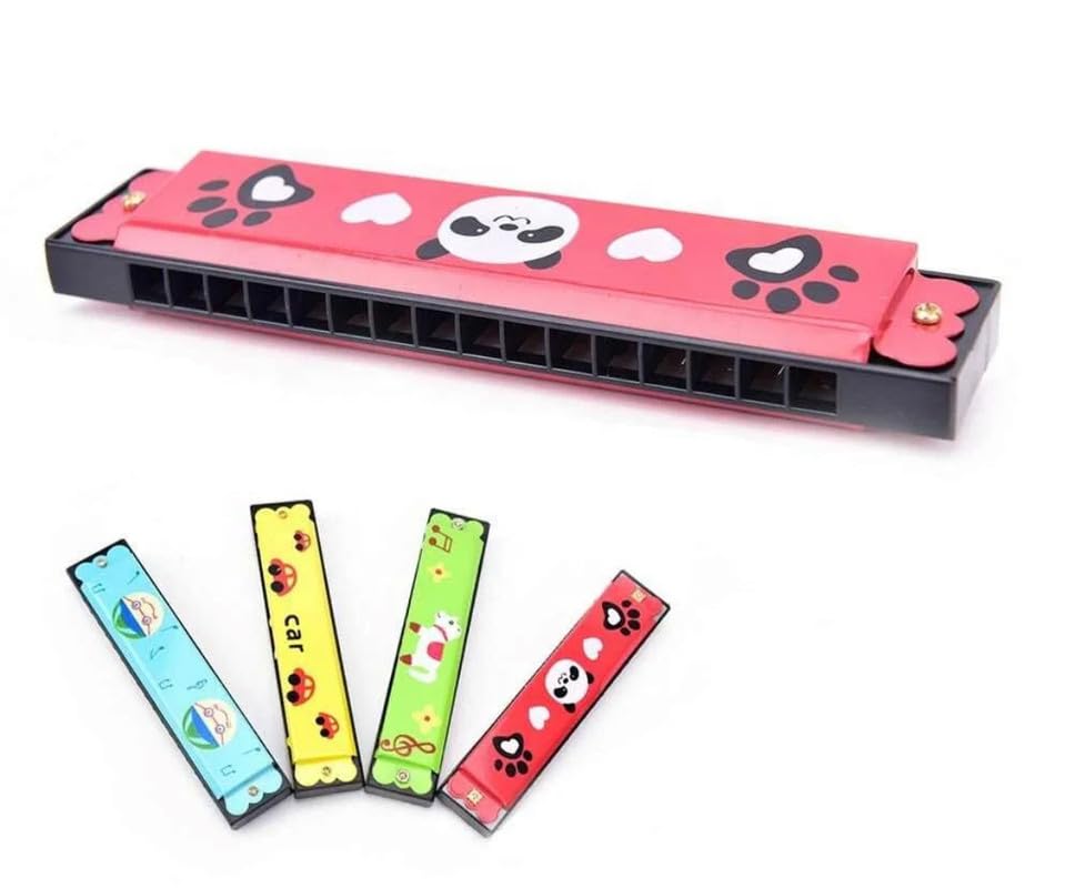 Image of Birthday Return Gifts Cute Cartoon Printed Harmonica Set - Diatonic Harmonicas for Kids, Adults, Beginners - Musical Instrument Gift (Pack of 10)