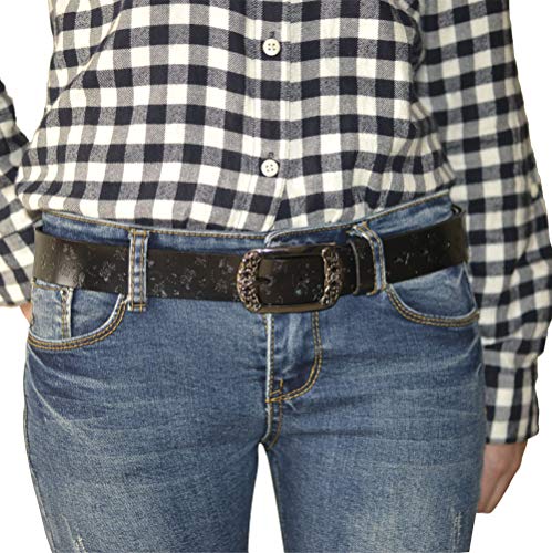 Womens Leather Belts for Jeans Black Brown Yellow Red Cowgirl Butterfly Embossed Belt and Buckle Elegant Gift Box2