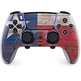 Skinit Decal Gaming skin compatible with PS5 DualSense Edge Pro Controller - Texas Flag Dark Wood Design
