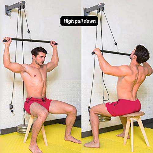 omotor Tricep Press Down Pulley Cable Machine Attachment System with Loading Pin LAT Pulldown Bar Tricep Rope D Handle (Down Pulley Cable Machine) - Thumbnail 2