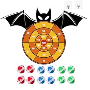 YQUQWN Halloween Large Party Games Toys for Kids, 30″ Indoor Outdoor Decor Bat Dart Board Game with 12 Sticky Balls Halloween Party Favor for Kids Boys Girls Birthday Dart Board Game