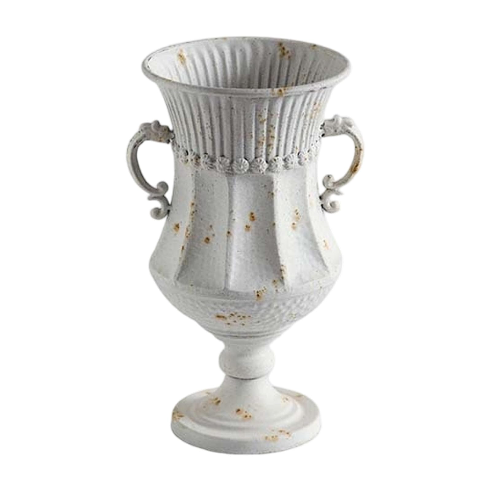 Tsophreniq French Antique Metal Urn Planter Tall for Flowers Centerpieces Display Distressed Trophies Shape Vases