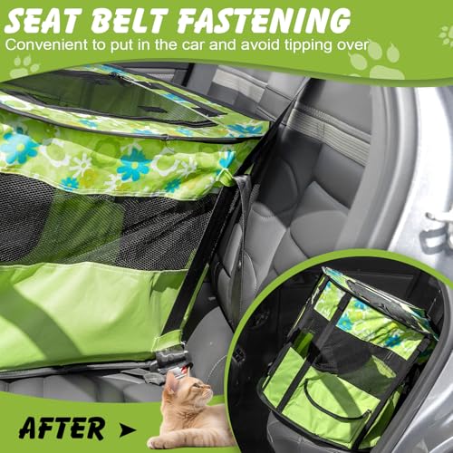 Image of Portable Cat Playpen, Foldable Indoor Outdoor Pet Tent with 2 Areas | Detachable dual compartments, 600D Oxford fabric, mesh panels, top zip opening, tent pegs, carry bag for travel or home
