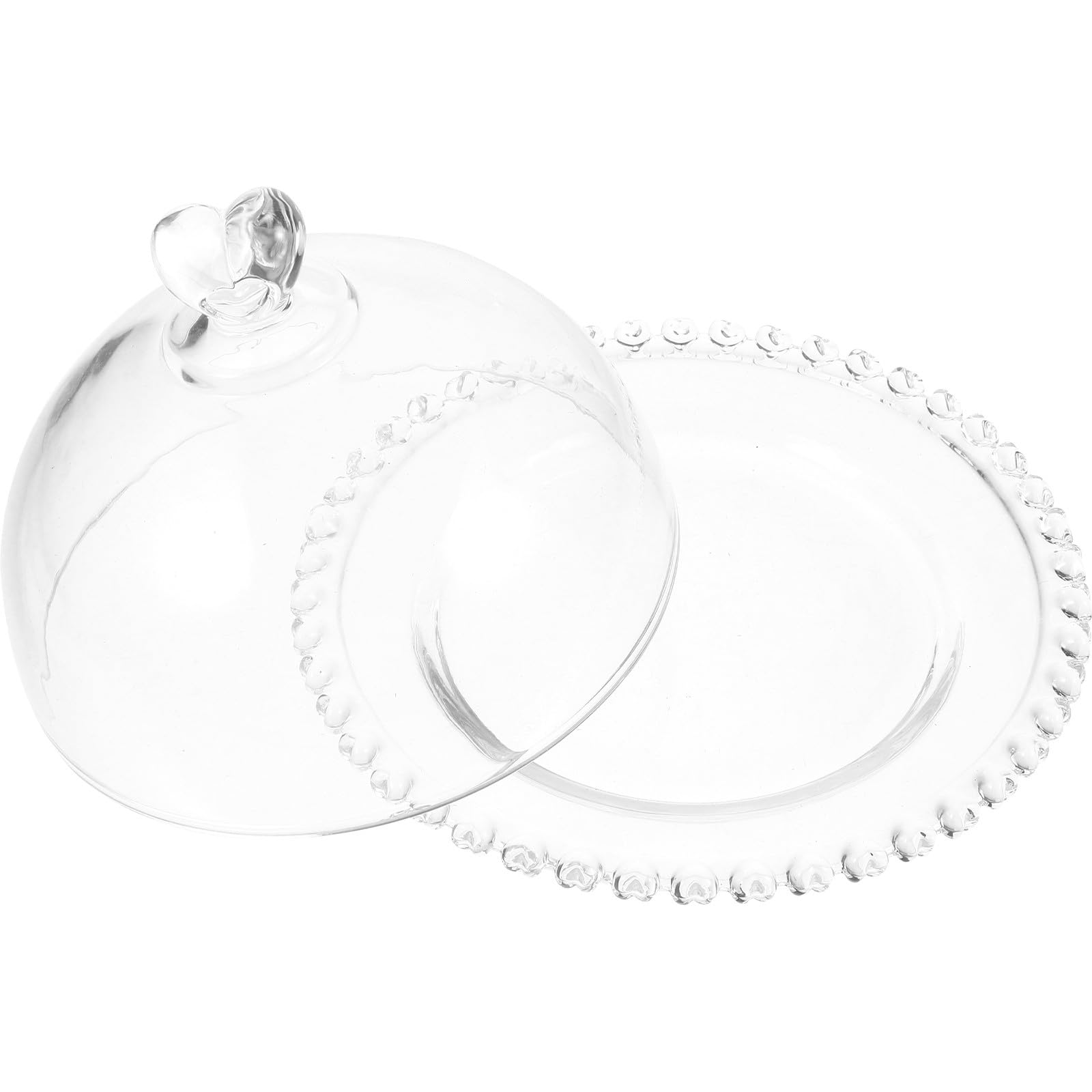 Uonlytech Plato de Pasteles de Vidrio Transparente Tapa, Expositor de Postres para Frutas y Pan, Bandeja para Servir y Almacenar Alimentos, Soporte para Tartas Adecuado para Fiestas