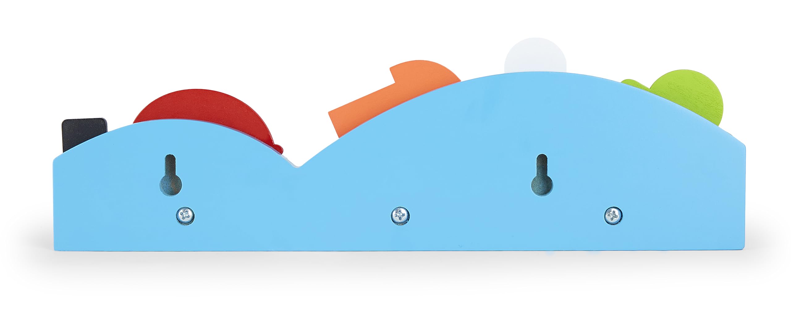 Mousehouse Gifts Triple Gancho Perchero de Pared la Ropa en Tonos Azules y Decorado con Coches para la habitación de los niños
