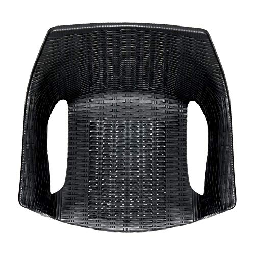 Image of Supreme Cambridge Heavy Plastic Chair for Indoor and Outdoor Use (Color: Black, Set of 2 Chairs)