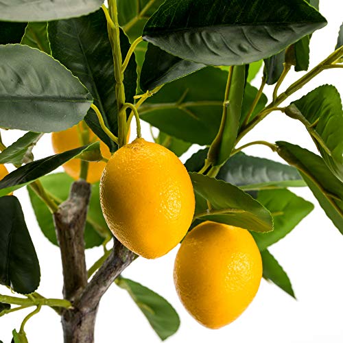 Velener Fake Lemon Tree 19"- Bonsai Tree Indoor With Pot Farmhouse Home Decor Living Room Kitchen Shelf Office Desk Bathroom Table Mini Outdoor Tree Faux Plant Porch Lemon Decor Floor Plant Tall #TOP2