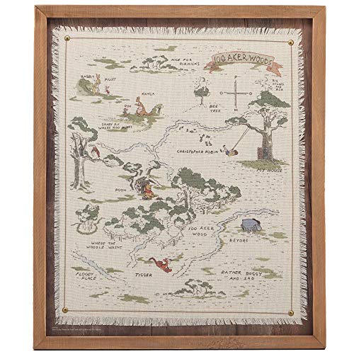 Image of Disney Winnie the Pooh Hundred Acre Wood Map Framed Wood Wall Decor - Vintage Winnie the Pooh Wall Art for Home Decorating