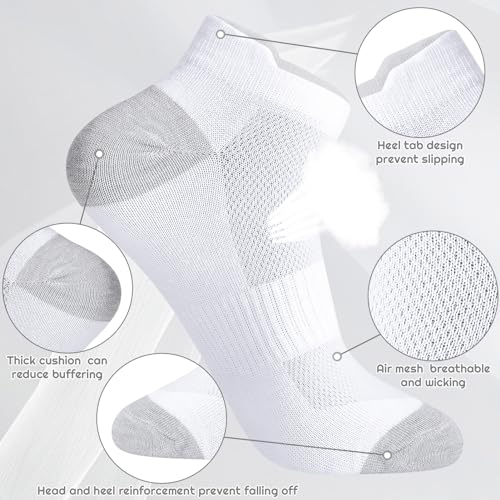 6 Pairs Ankle Socks White Sport Sock White Low Cut Socks with Mesh Breathable Design for Men(39-45)2