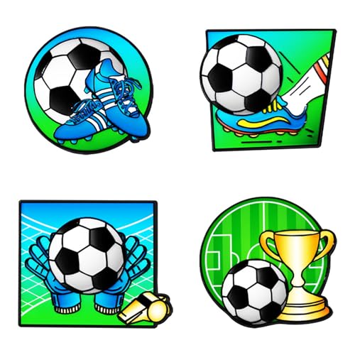 MaitianGuyou 4 Pack Soccer Enamel Pins Set - Football, Cleats, Goalkeeper Gloves & Trophy Lapel Pins...