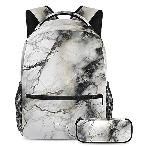 Ensemble de cartables pour enfants motif marbré avec trousse cadeau de rentrée