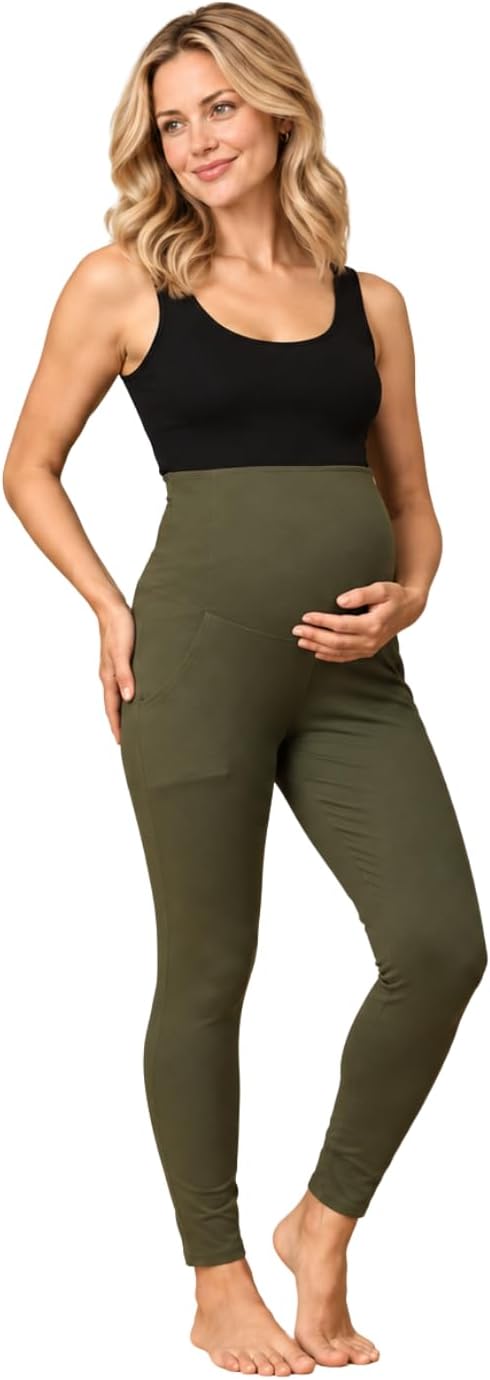 The Mom Store Comfy Maternity Leggings | Comfortable | Soft | Pre and Post Pregnancy | Comfort Stretch Pregnancy Leggings for Women