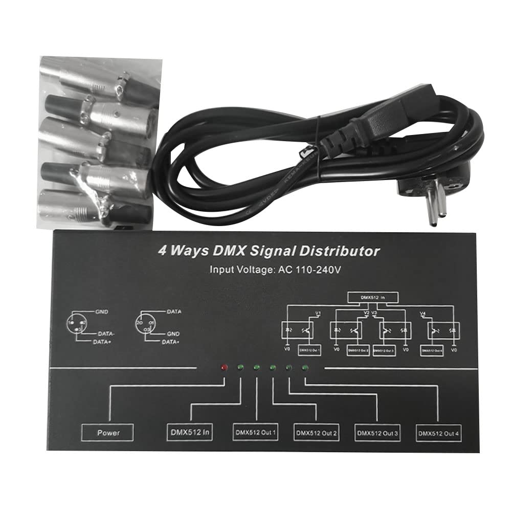 DMX512 Amplificador Divisor DMX512 Repetidor de Señal 1CH DMX121 4CH 4 Puertos de Salida Distribuidor de Señal DMX124, AC100V-240V