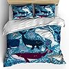 FEIDANNO Sea Whales Duvet Cover Set King Size,Whales Dolphins Octopus Jellyfish Starfish with Waves Image,Decorative 3… 51Er8rVrN9L. SS100