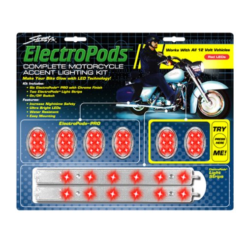 Street Fx 1042433 Electropods Red/Chrome Motorcycle Oval Pod Lighting Kit #TOP2