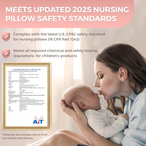 Image of Nursing Pillow - Breastfeeding Pillows with Security Fence for Enhanced Support & Comfort - Removable Cotton Cover, Adjustable Waist Strap, Newborn Essentials Must Haves Baby Registry Search