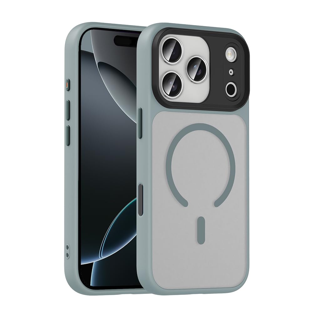 Zore Apple ile uyumlu iPhone 17 Pro Kılıf Mat Arka Yüzey Wireless Şarj Özellikli Zore Flet M-safe Kapak Gri