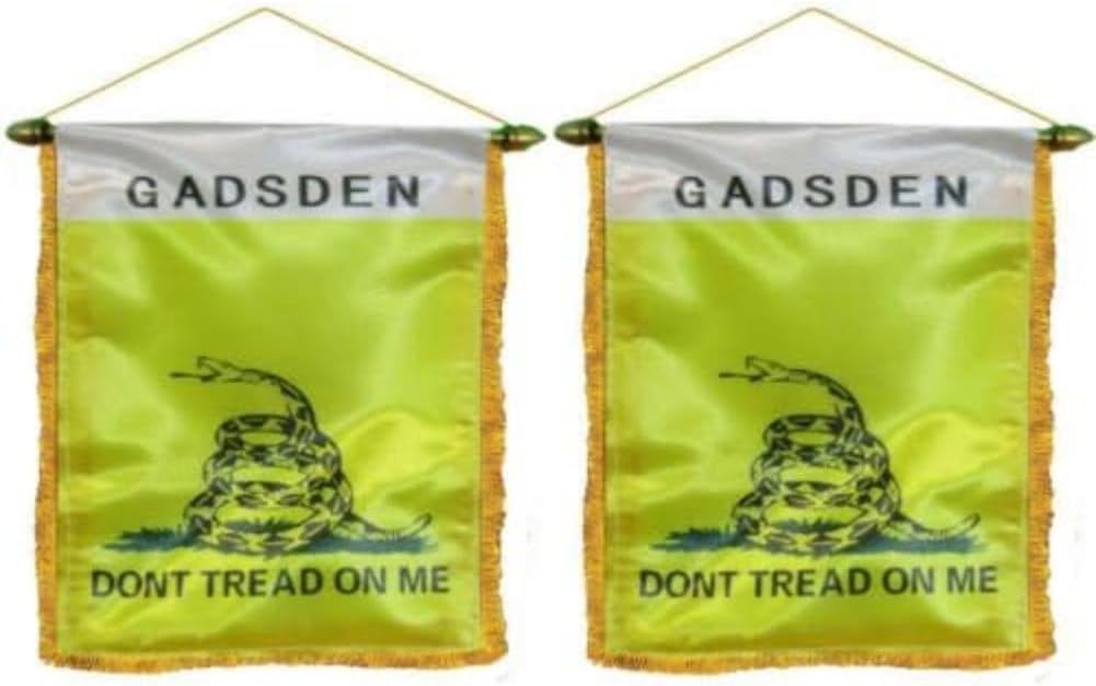 Wholesale lot 12 Gadsden Dont Tread Double Sided Mini Flag 4''x6'' Window Banner - Party Decorations Supplies For Parades - Prime Outside, Garden, Men Cave Decor Flag
