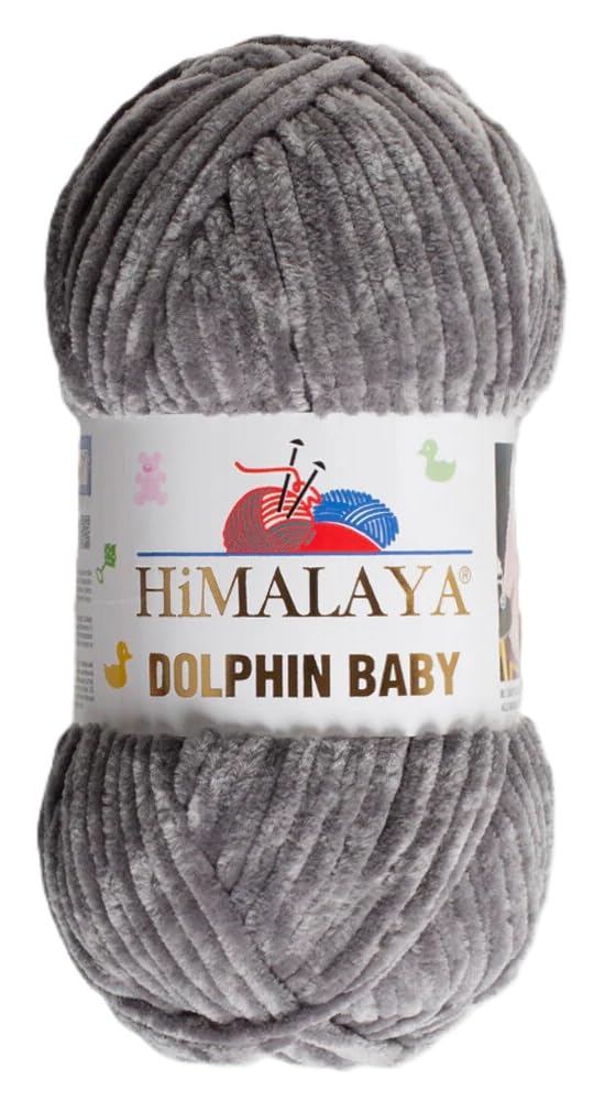 Himalaya Dolphin Baby Yarn Each Skein 100gr 120m Super Bulky Yarn for Knitting&Crocheting Ideal for Cardigans Shawls Blankets Hats and Home Textiles (1, 80369 Sand Grey)