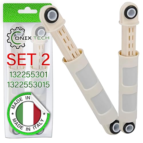 ONIX TECH Paquete de 2 Amortiguadores de Lavadora con Código Original 132255301 y 1322553015 Compatibles para Electrolux 215 mm a 300 mm 80N - Made IN Italy - Garantía de 5 Años
