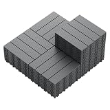 Flamaker Plastic Interlocking Deck Tiles, 44 Pcs Waterproof Floor Tiles