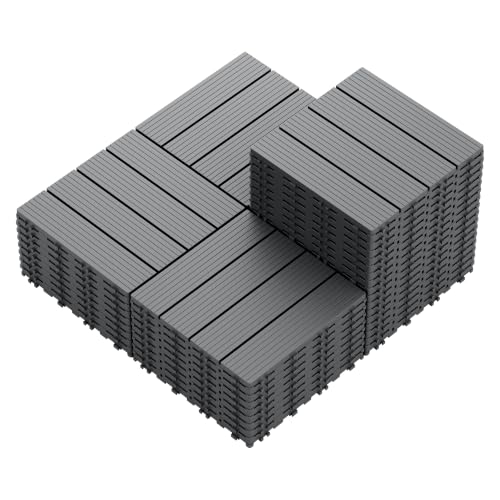 Flamaker Plastic Interlocking Deck Tiles, 44 Pcs Waterproof Floor Tiles