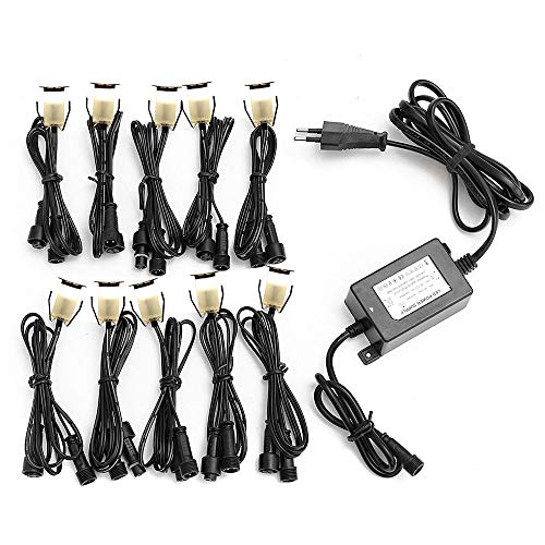 Preisvergleich Produktbild Lampaous Terrassen LED Bodeneinbauleuchten Einbaustrahler Warmweiß 0,4w 20lm Mini Einbauleuchte IP67 DC12V Wasserdicht Boden Lampe Einbauspots Wegbeleuchtung für Treppen Außenterrasse Garten,10er Set