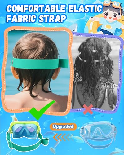 ITOWE Kids Swimming Goggles with Fabric Strap, Swim Goggles with Nose Cover for Kids 6-14 4-7 8-12 3-5 Boys Girls Youth, No Leak Anti Fog 180° Clear Vision Pool Water Elastic Strap Swim Goggles - Thumbnail 4