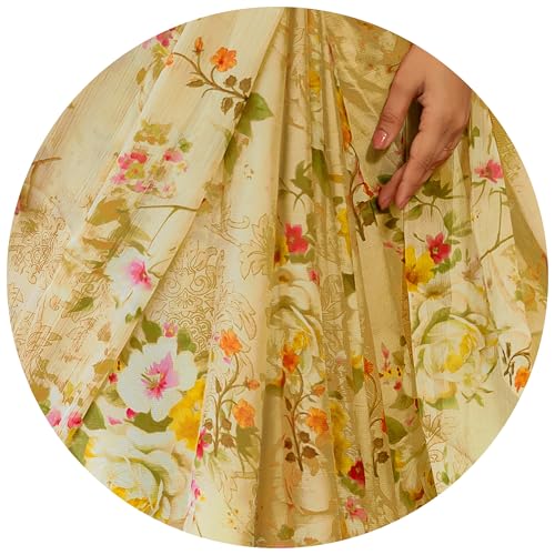 Image of MIRCHI FASHION Saree for Woman Chiffon Floral Printed | Lightweight All-Day Comfortable Women's Sari with Unstitched Blouse Piece (Available in 30 Colors)