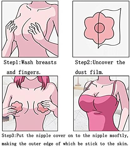 Miniatura 6 de Senchanting pezoneras de silicona adhesiva reutilizable delgadas, cubre pezones con forma de pétalo, circulares, Suave, talla única