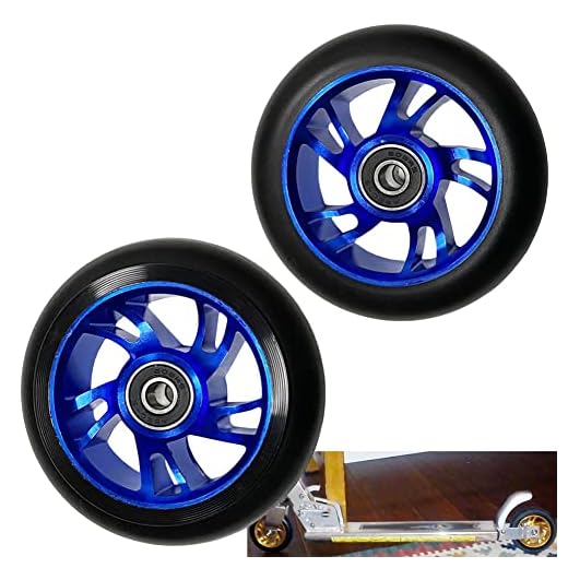 Roues de Remplacement City Scooter,Roue Trottinette Freestyle 100mm, Roulement Roue Remplacement pour Scooter, avec ABEC 11, Paire Compatible avec Land Surfer/Prodigy/Apollo/JD Bug Classique