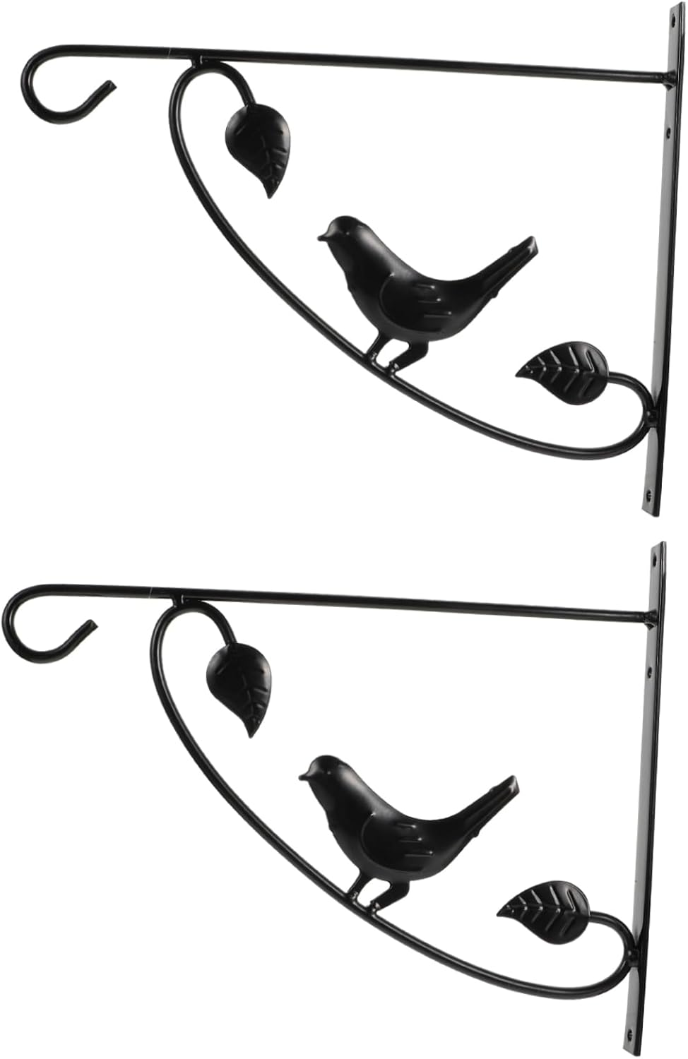 GALPADA 2Pcs Iron Hanging Plant Brackets Wall Mounted Flower Basket Hanger for Use Vintage Design Durable Support for Planters Hooks Black Flower Rack