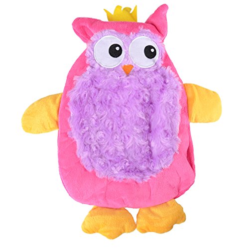 Mini Hot Water Bottle with Novelty Soft Plush Owl Style Removable Cover - Pink